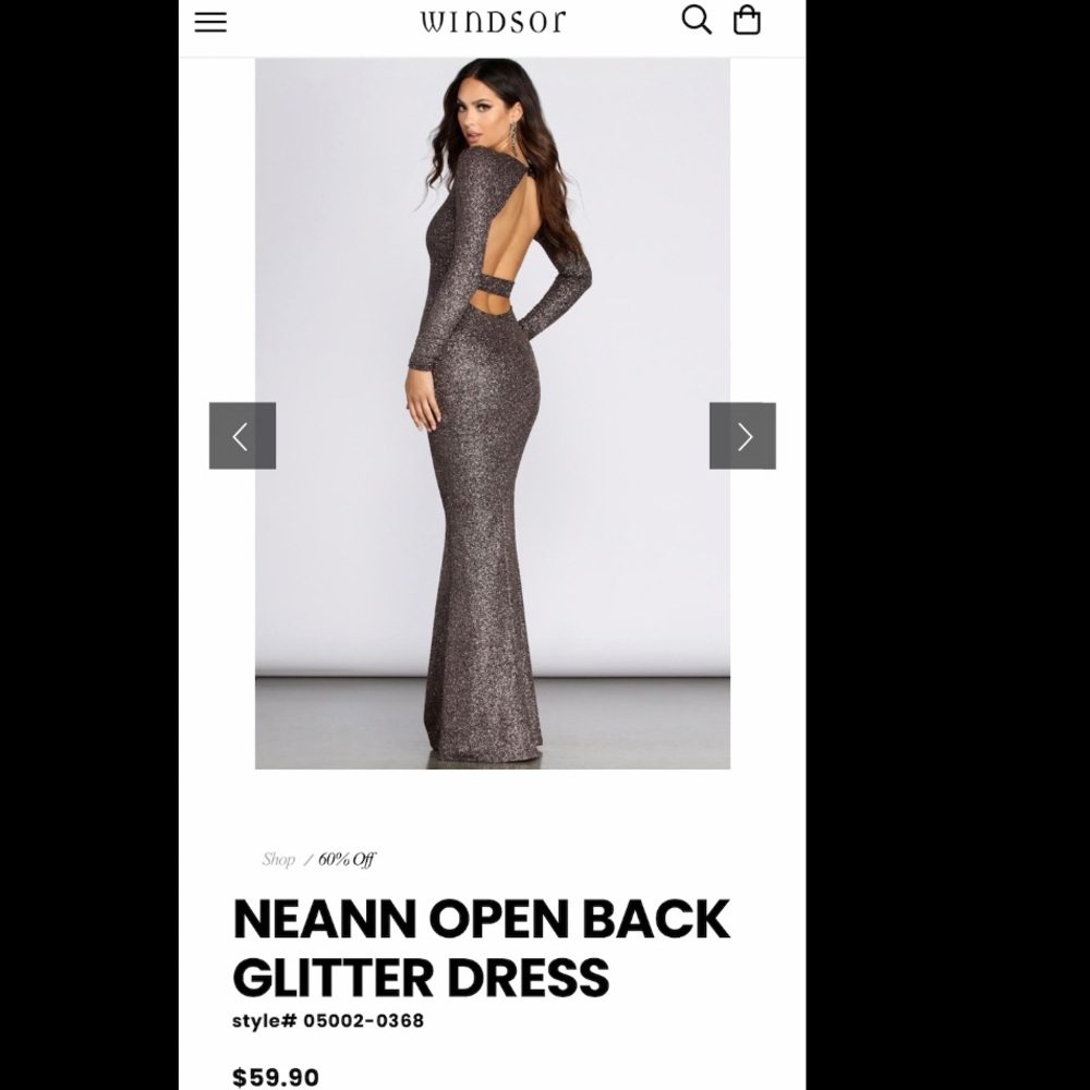 Windsor - Open Back Dress - Sprakle Grey -size L